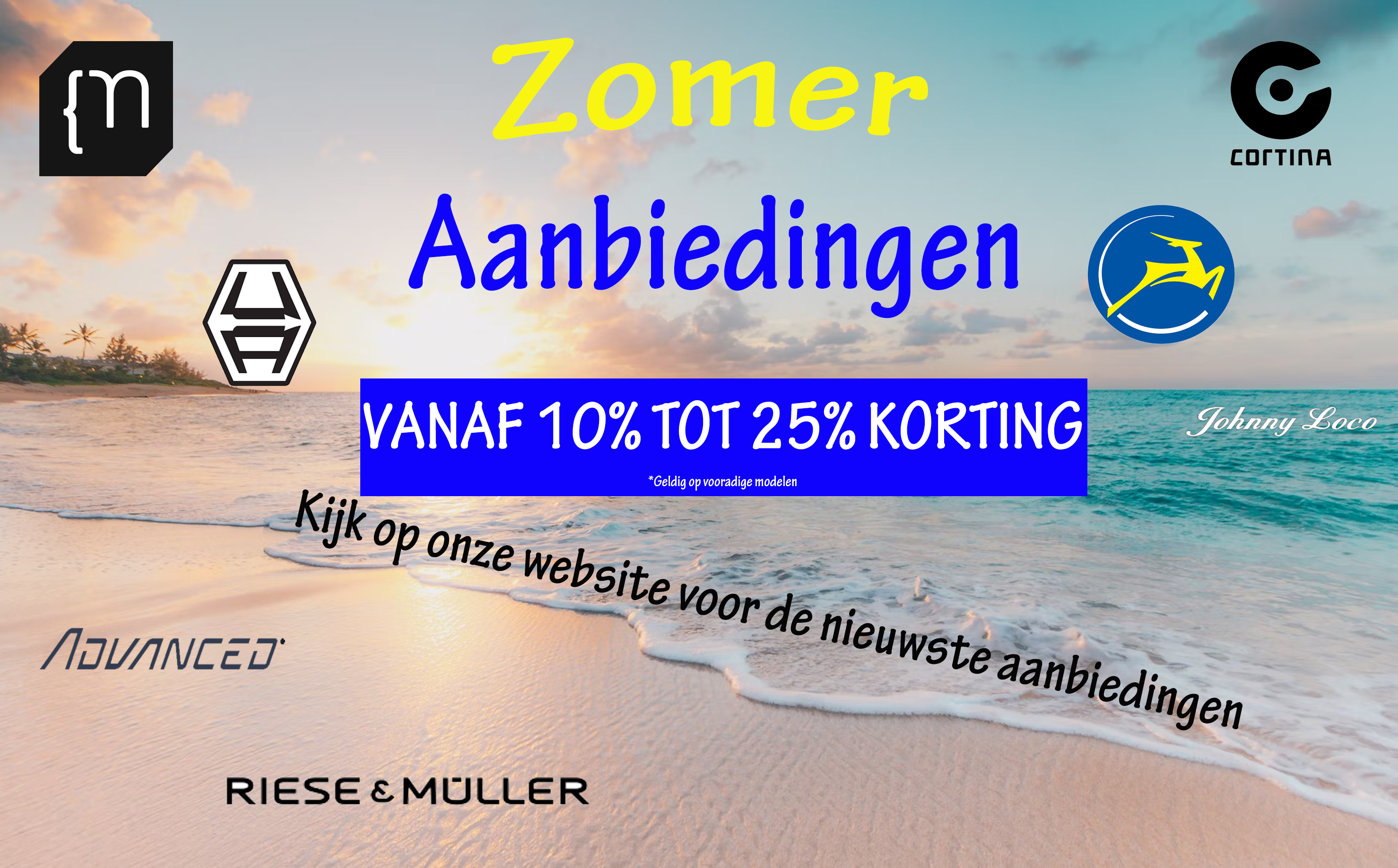 Cortina Gazelle, Riese & muller, Advanced, Urban Arrow, Moustache zomer aanbieding